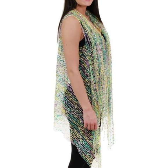 Green/Lilac/Yellow Confetti Vest Cardigan - Picture 5 of 6